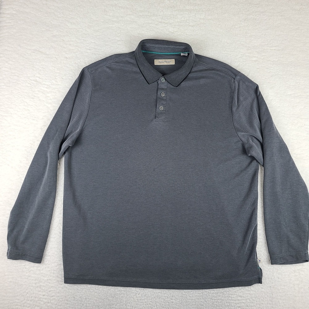 Tommy Bahama Polo Shirt Mens 2XL XXL Dark Gray Modal Performance Long Sleeve